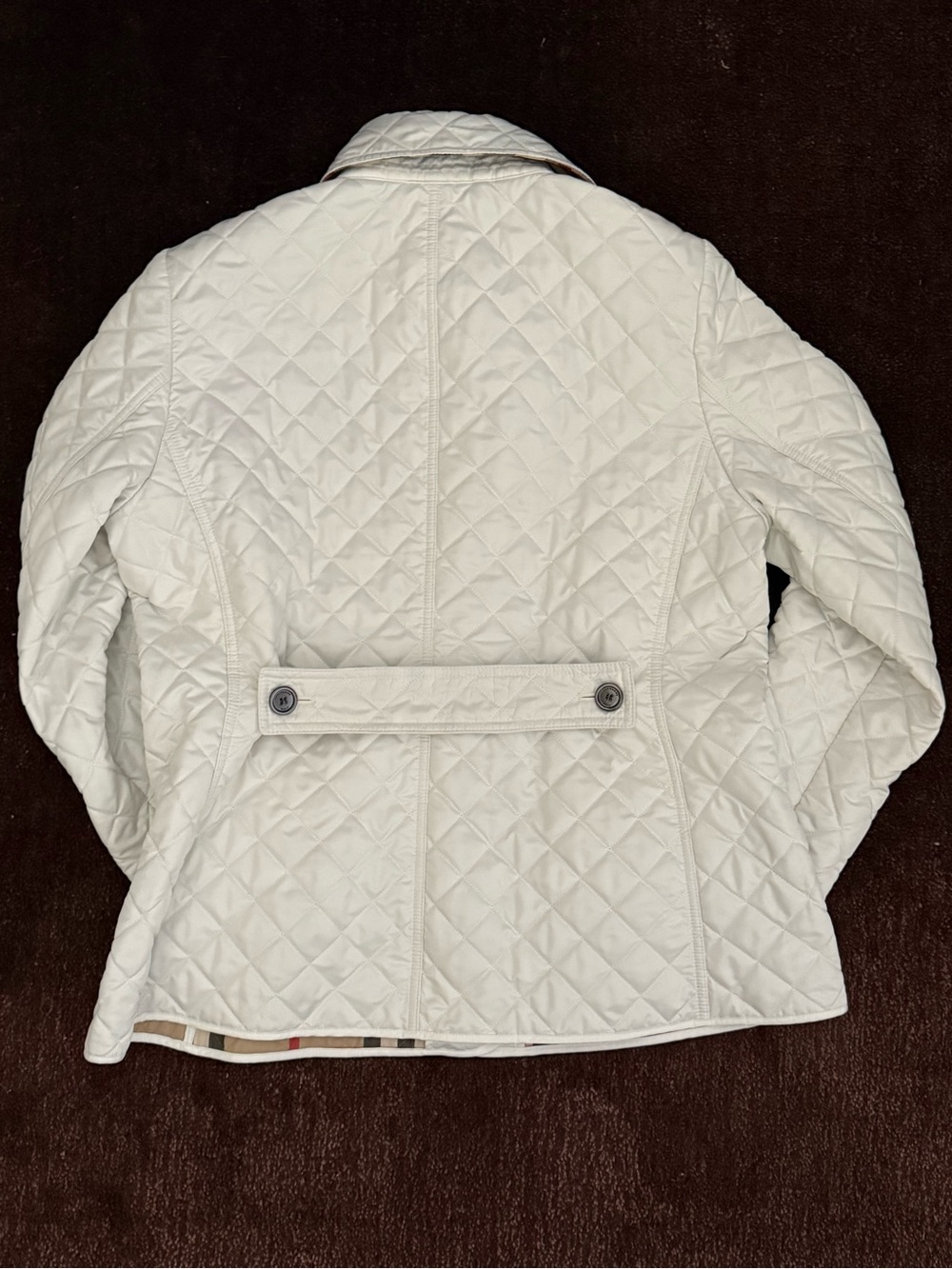 BURBERRY BRIT Chalk White Classic Quilted Nova Check Jacket Coat XL/XXL $980 - Picture 7 of 15